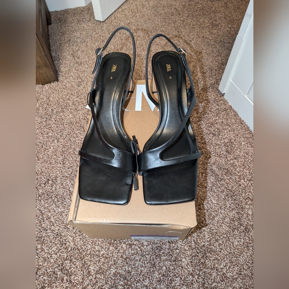Zara Black Women's Slingback Heels